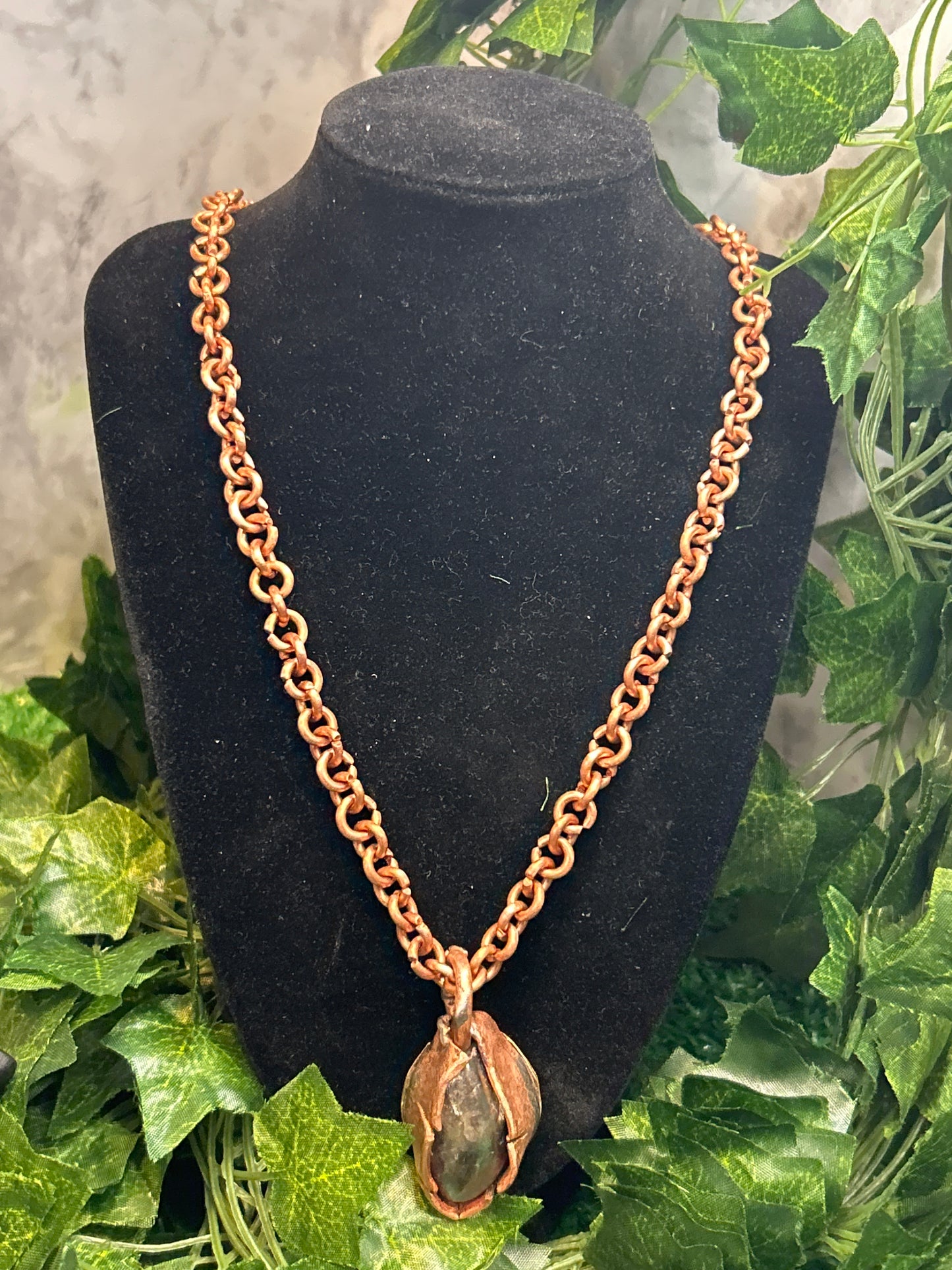 Handmade Copper Rainbow Quartz Necklace