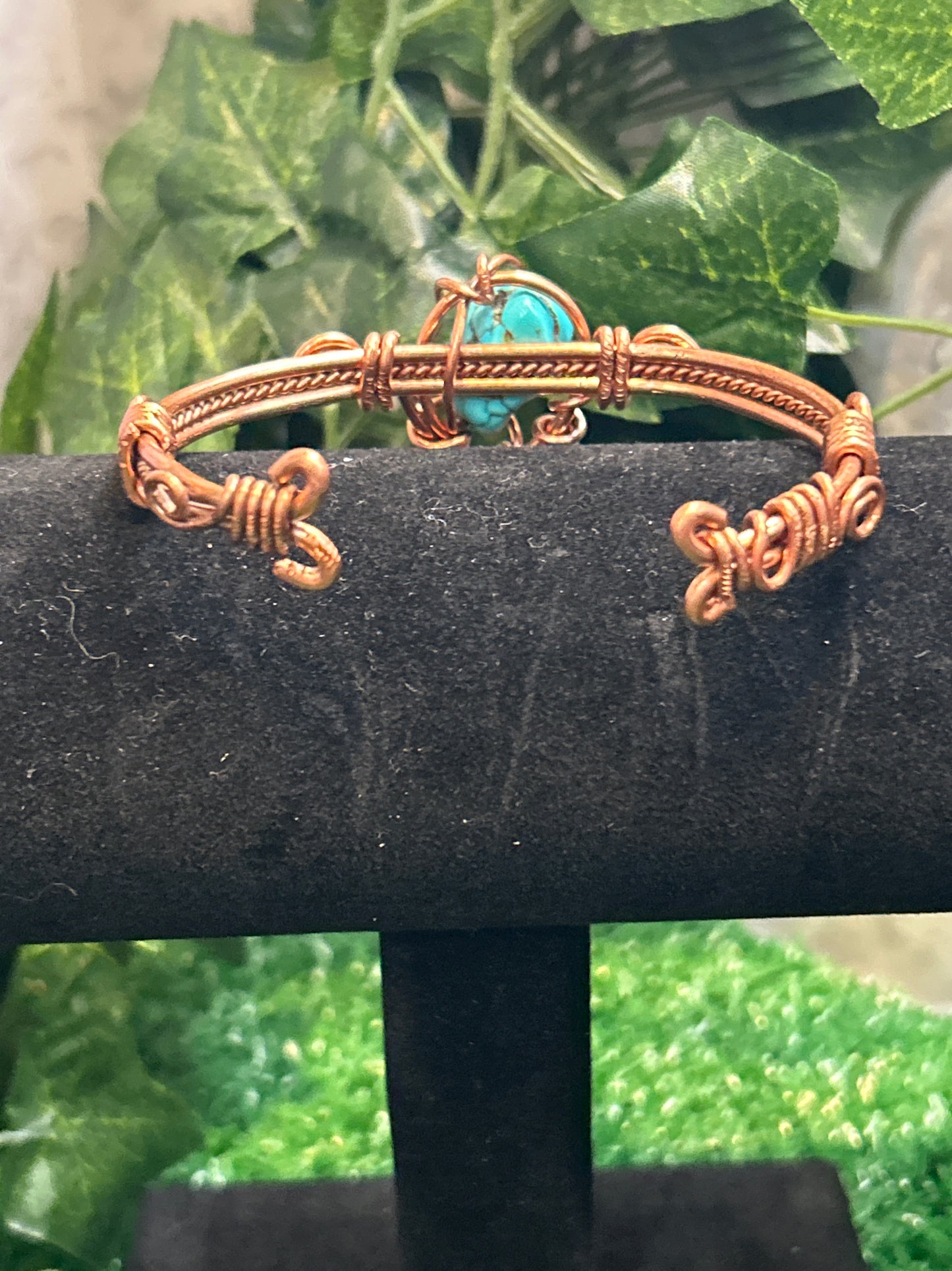 Handmade Copper Bracelet w/ Turquoise Stone