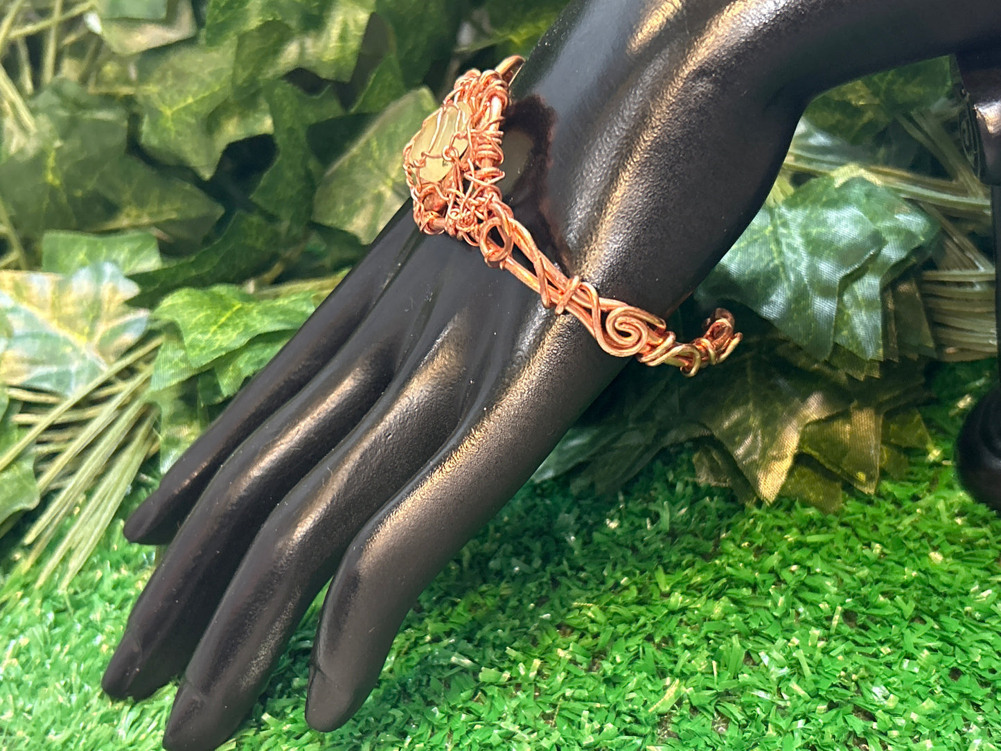 Handmade Copper Bracelet w/ Gem