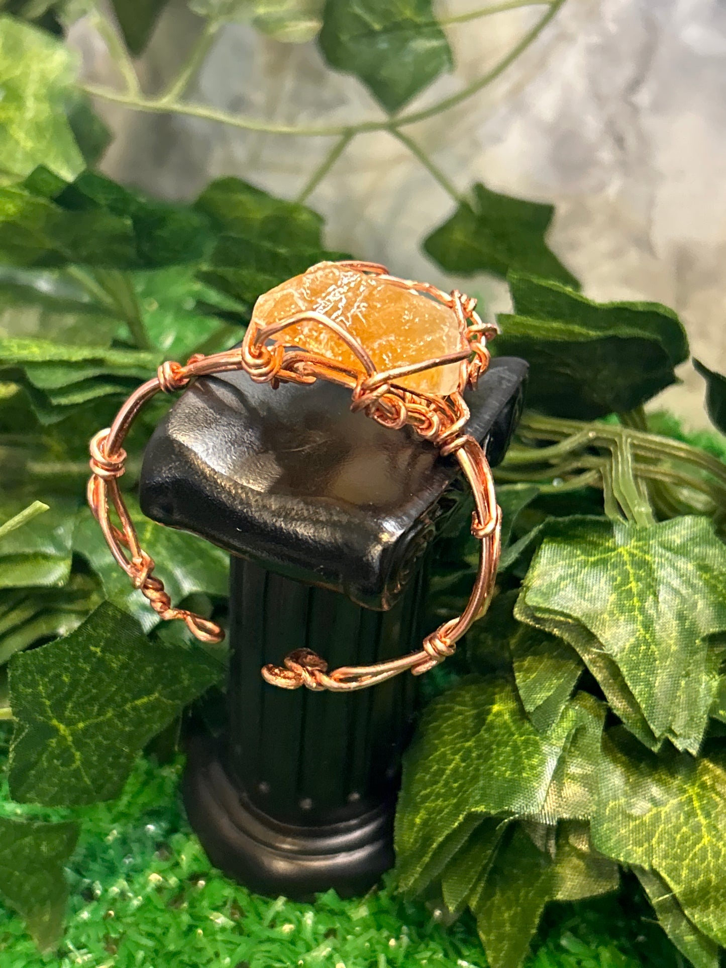 Handmade Copper Bracelet w/ Citrine Crystal