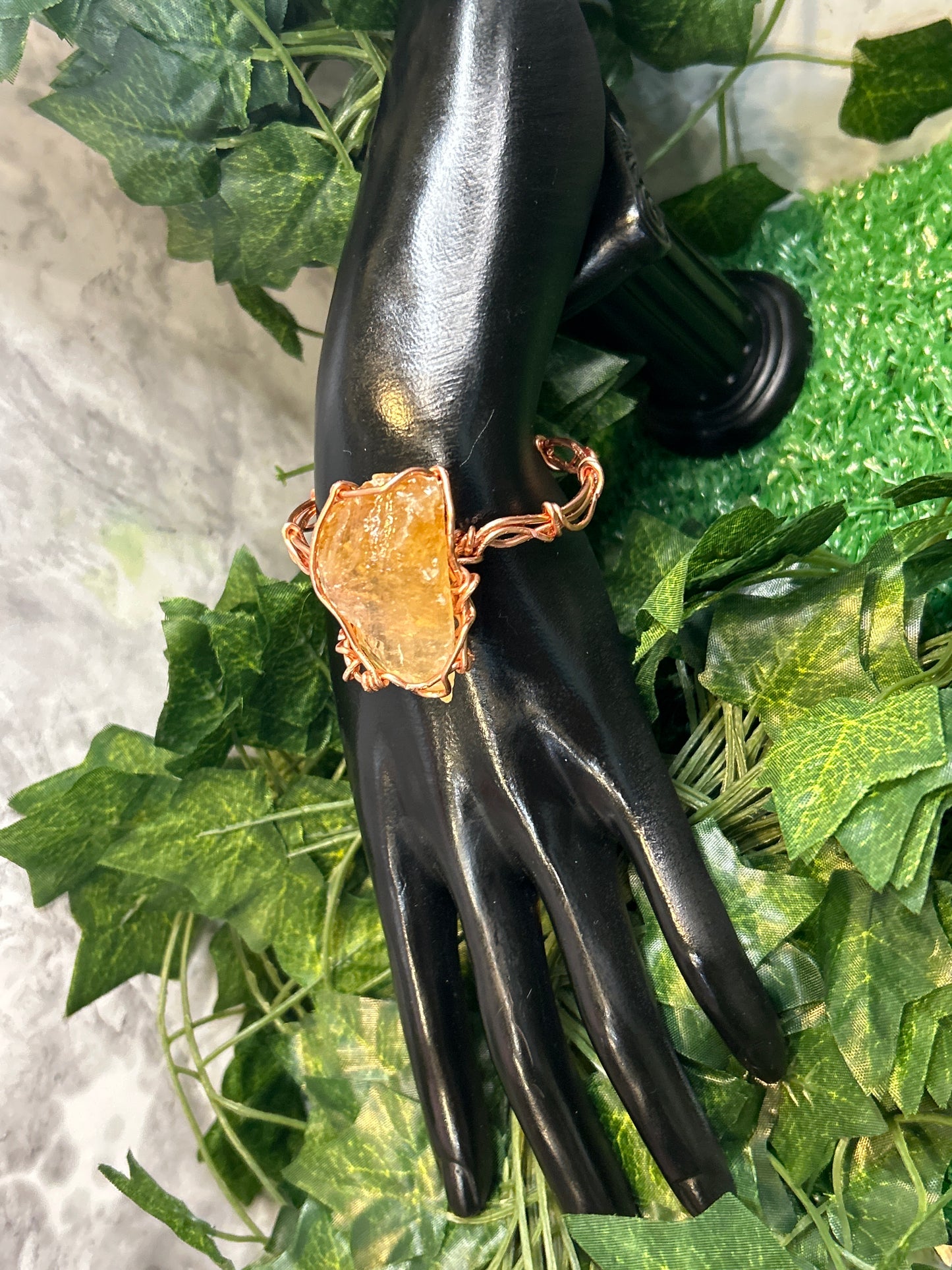 Handmade Copper Bracelet w/ Citrine Crystal