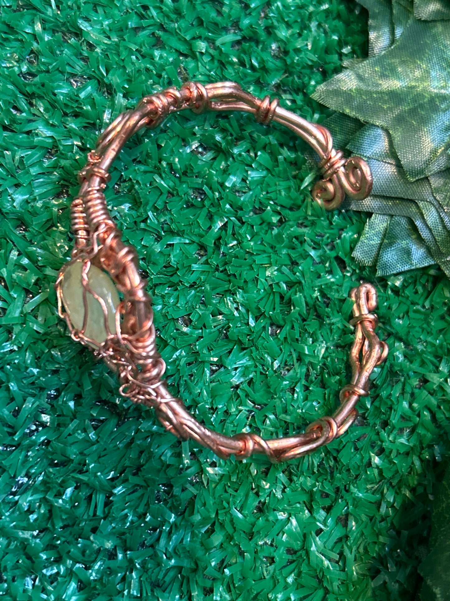 Handmade Copper Bracelet w/ Gem