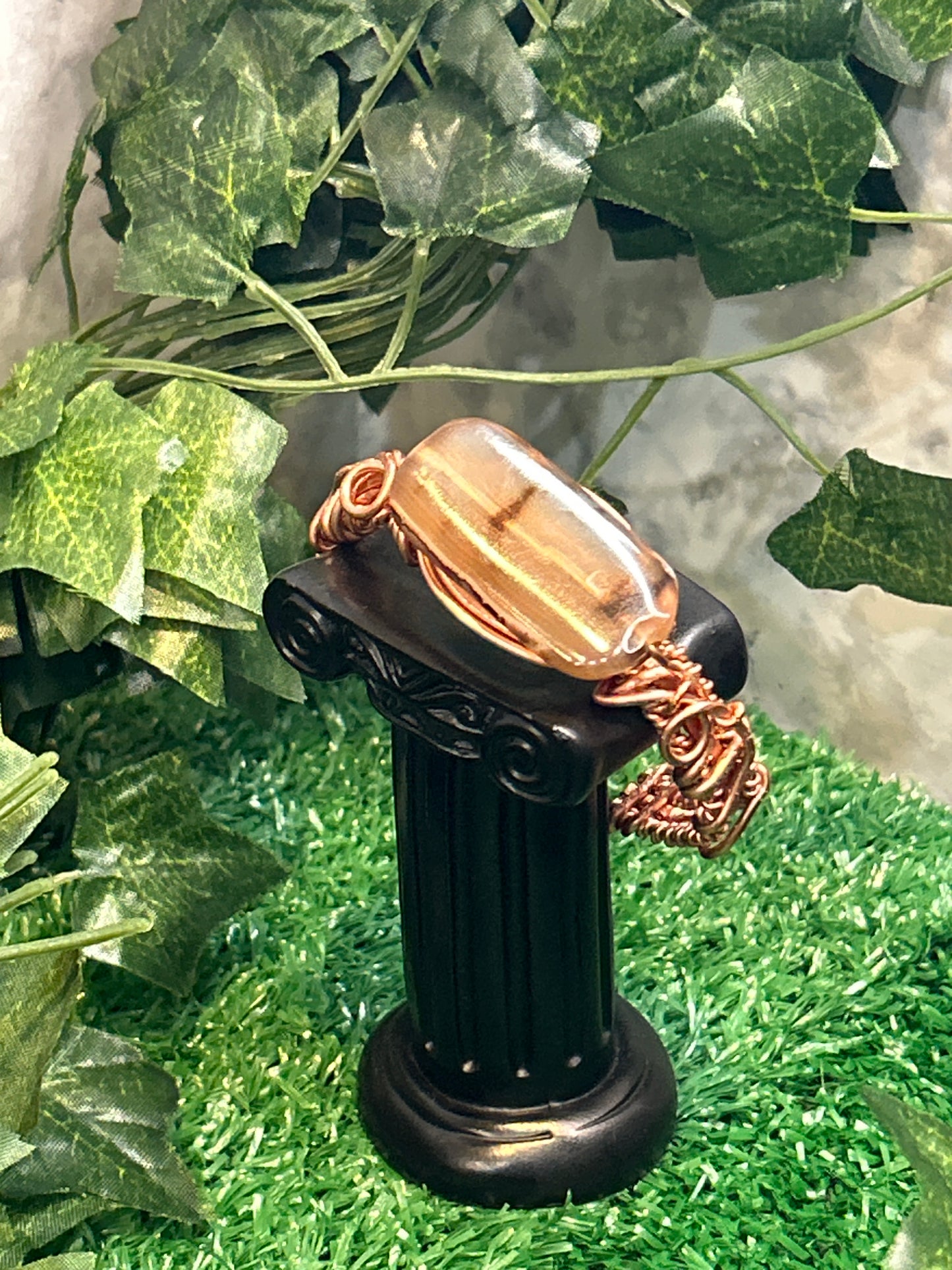 Handmade Copper Bracelet w/ Brown Agate Stone