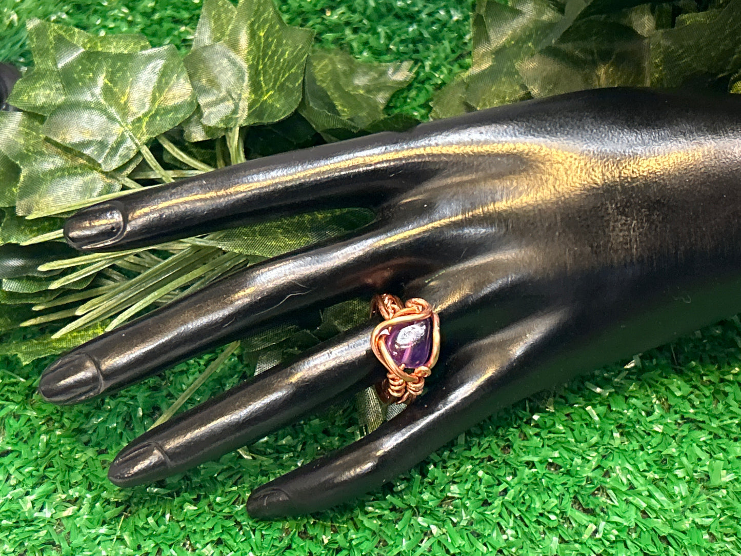 Handmade Copper Ring w/ gem