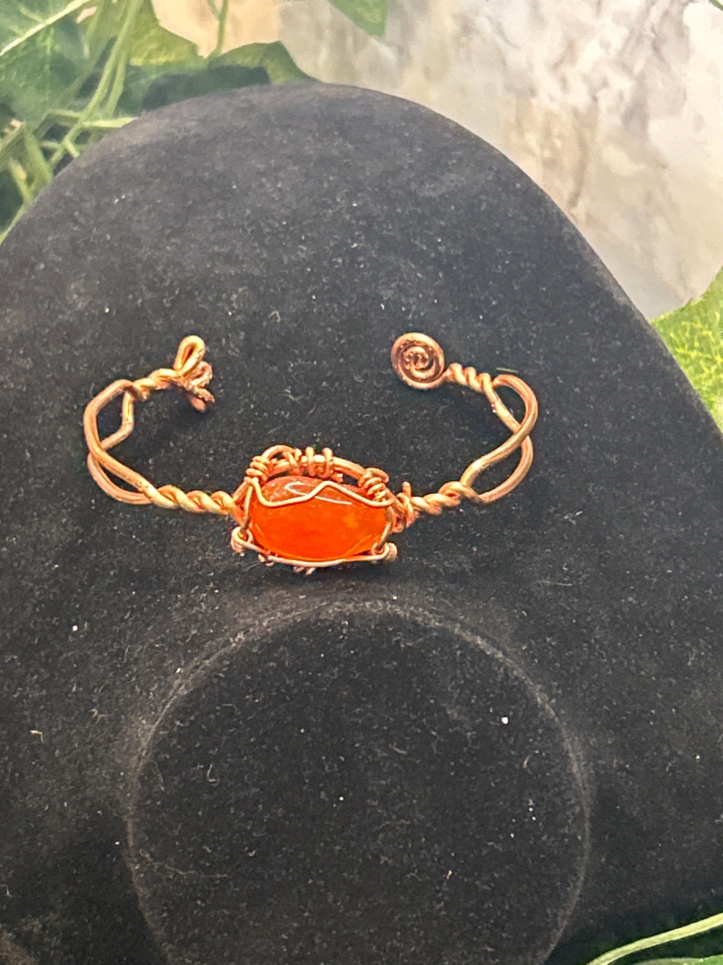 Handmade Copper Bracelet w/ Gem