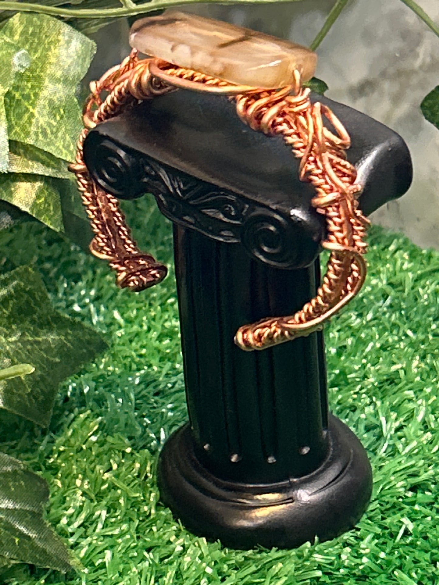 Handmade Copper Bracelet w/ Brown Agate Stone