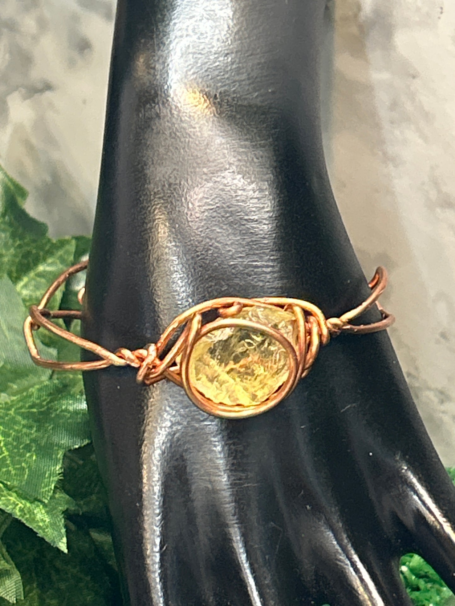 Handmade Copper Bracelet w/ Gem