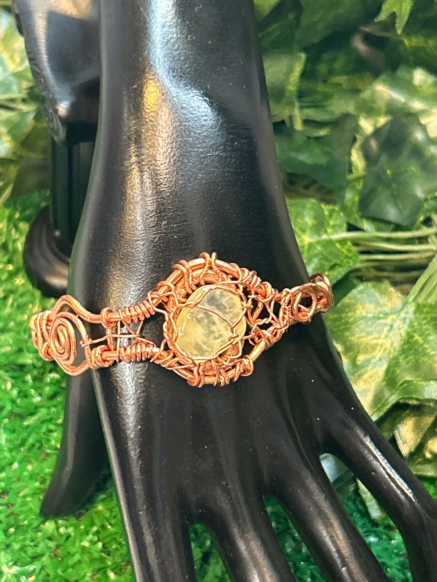 Handmade Copper Bracelet w/ Gem
