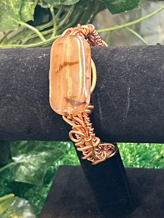 Handmade Copper Bracelet w/ Brown Agate Stone