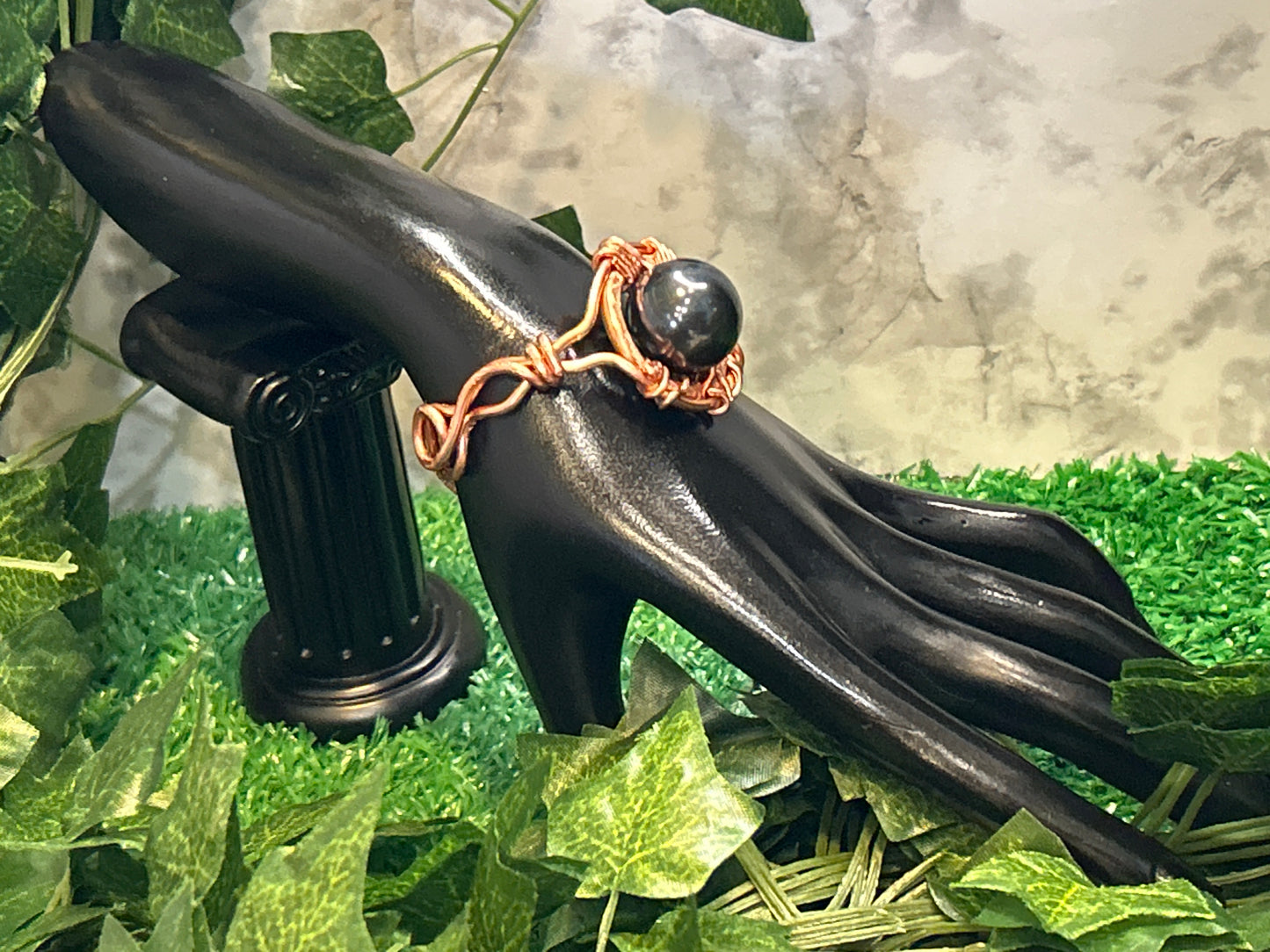 Handmade Copper Bracelet w/ Hematite Cabochon Stone