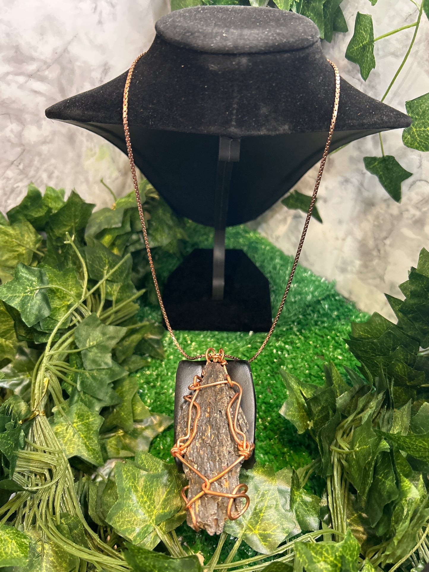 Handmade Copper Necklace w/ Black Tourmaline