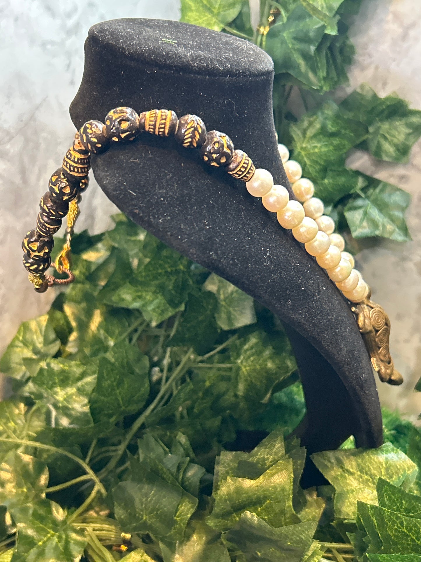 Handmade Pearls & Beaded Necklace w/ Turtle Pendant
