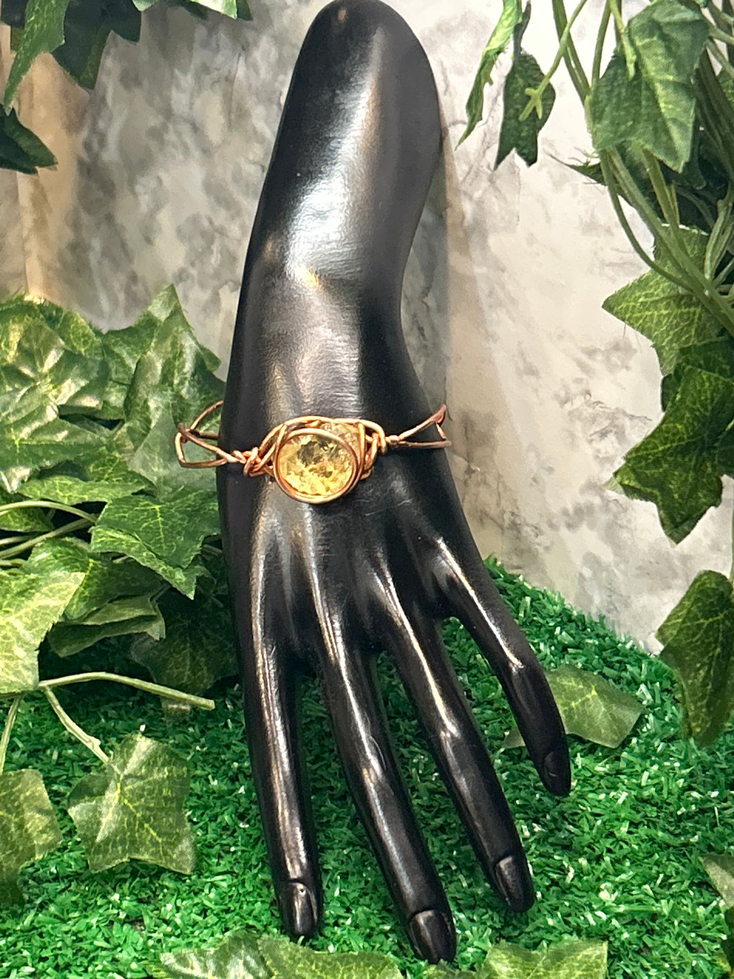 Handmade Copper Bracelet w/ Gem