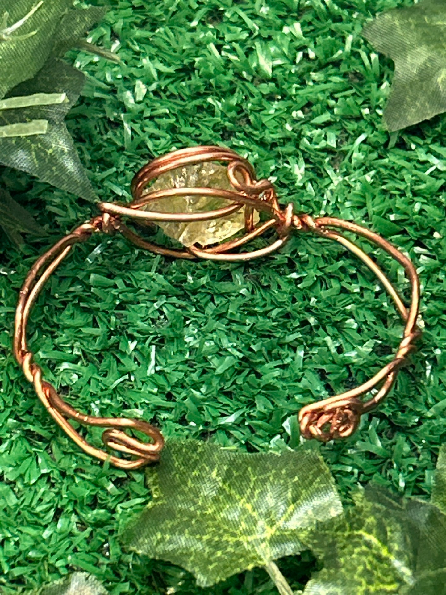 Handmade Copper Bracelet w/ Gem