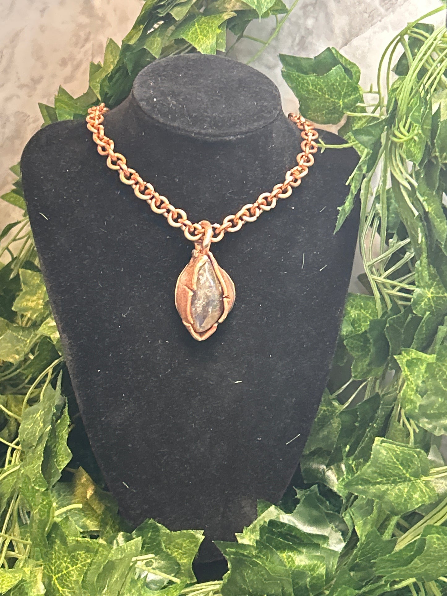 Handmade Copper Rainbow Quartz Necklace