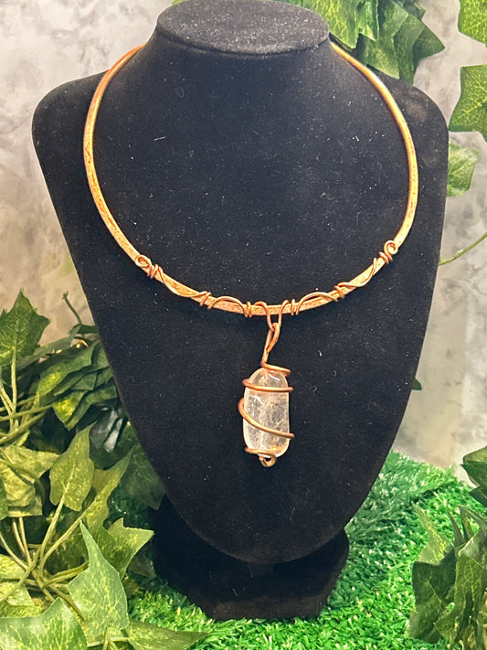 Handmade Copper Choker w/ Clear Quartz
