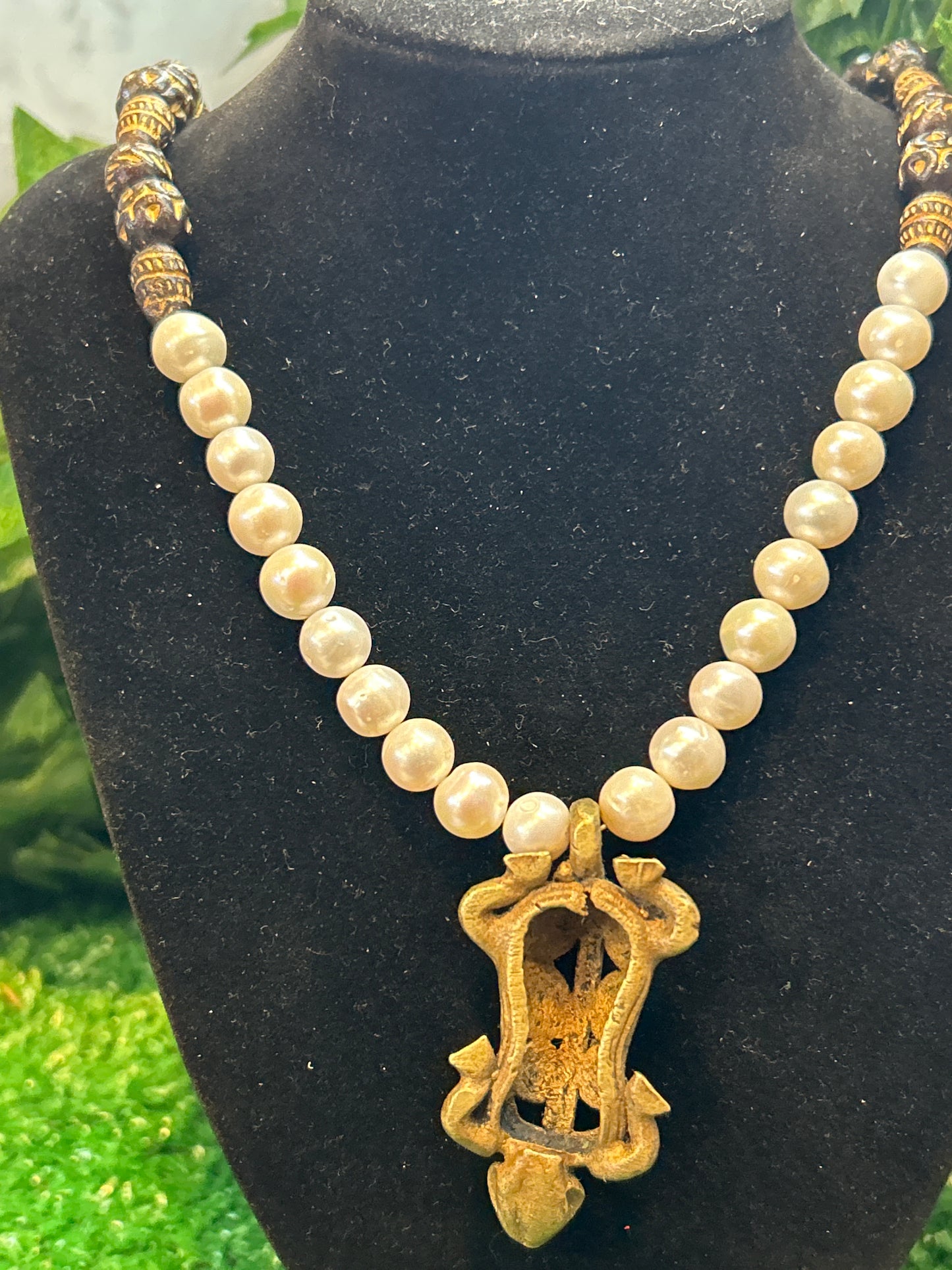 Handmade Pearls & Beaded Necklace w/ Turtle Pendant