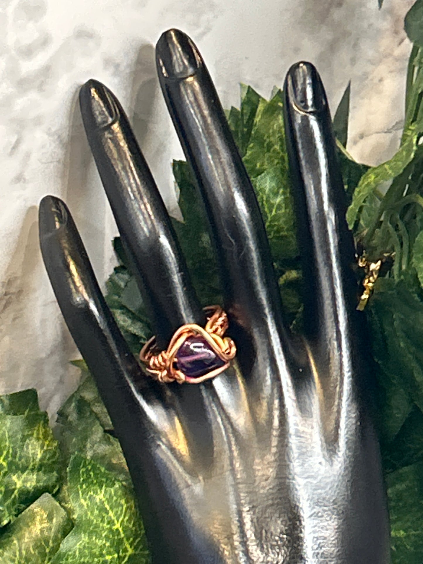 Handmade Copper Ring w/ gem