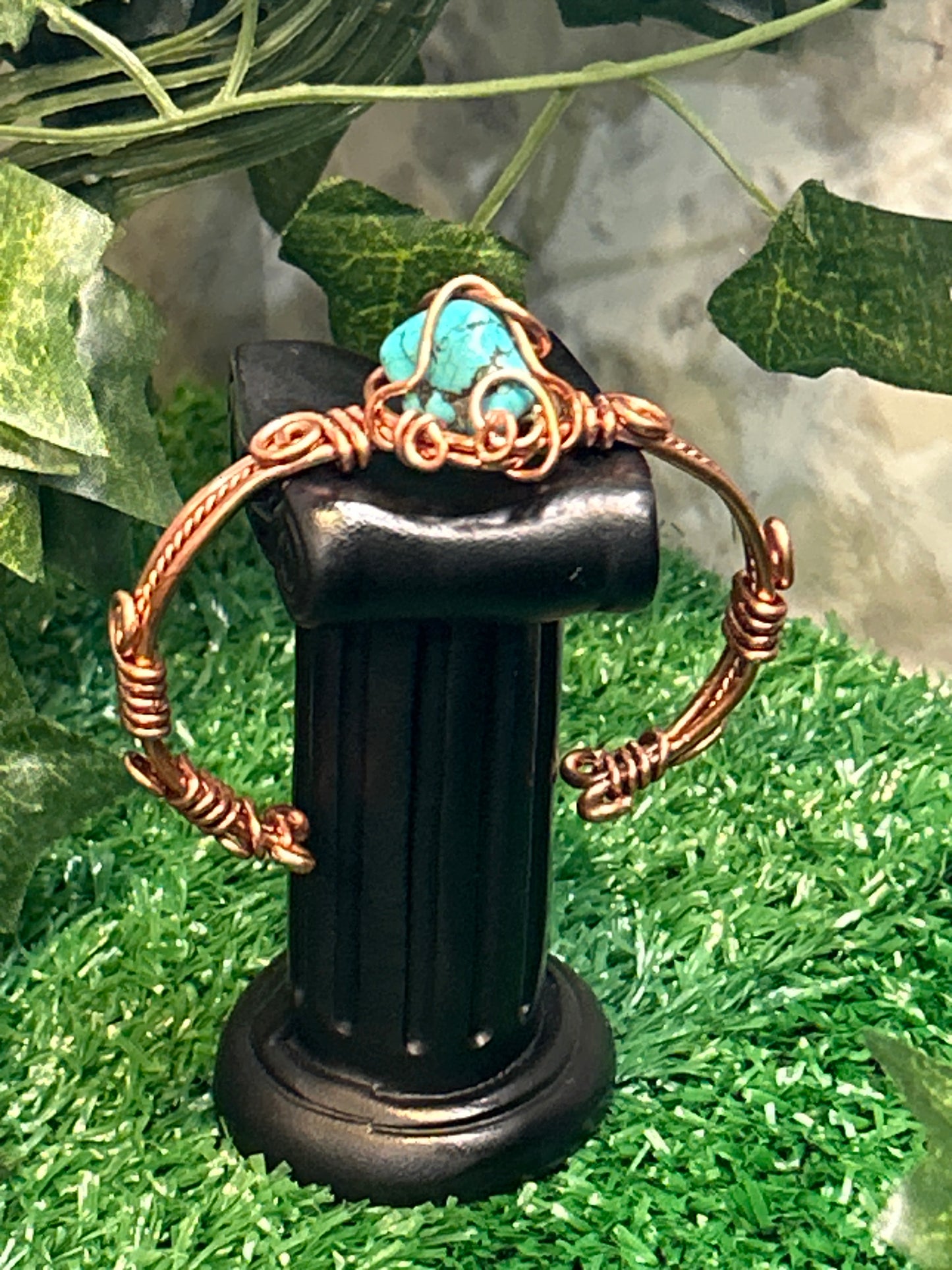 Handmade Copper Bracelet w/ Turquoise Stone
