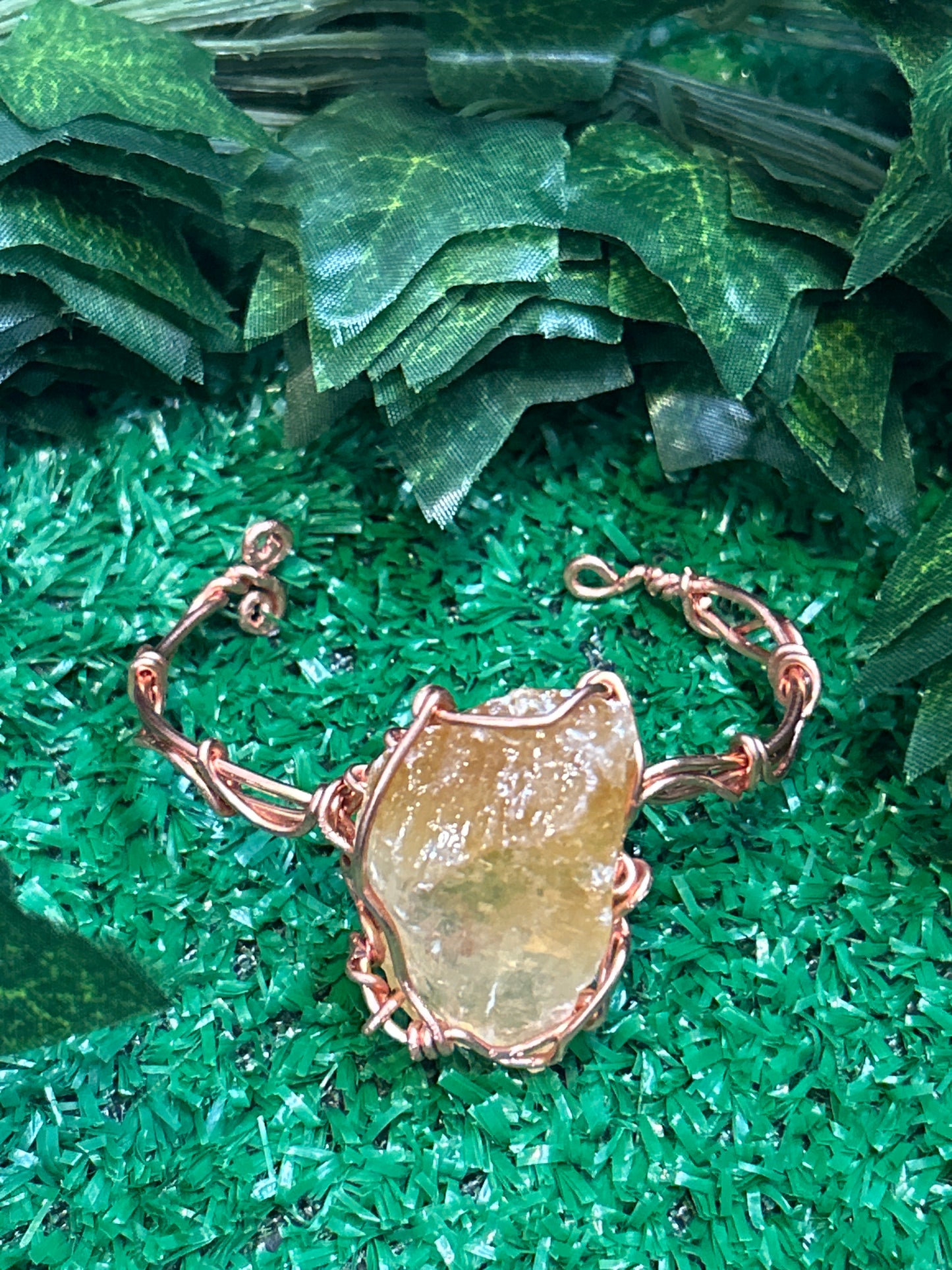 Handmade Copper Bracelet w/ Citrine Crystal