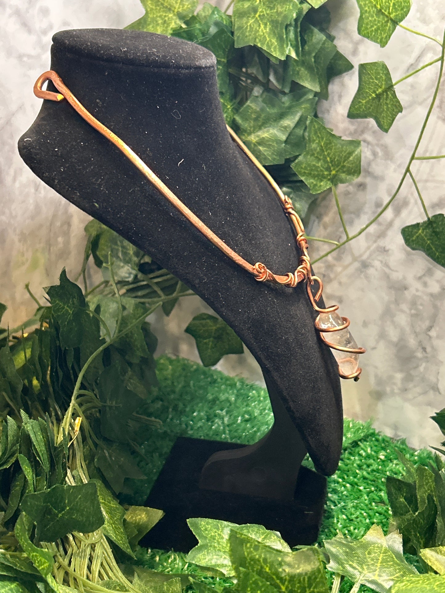 Handmade Copper Choker w/ Clear Quartz