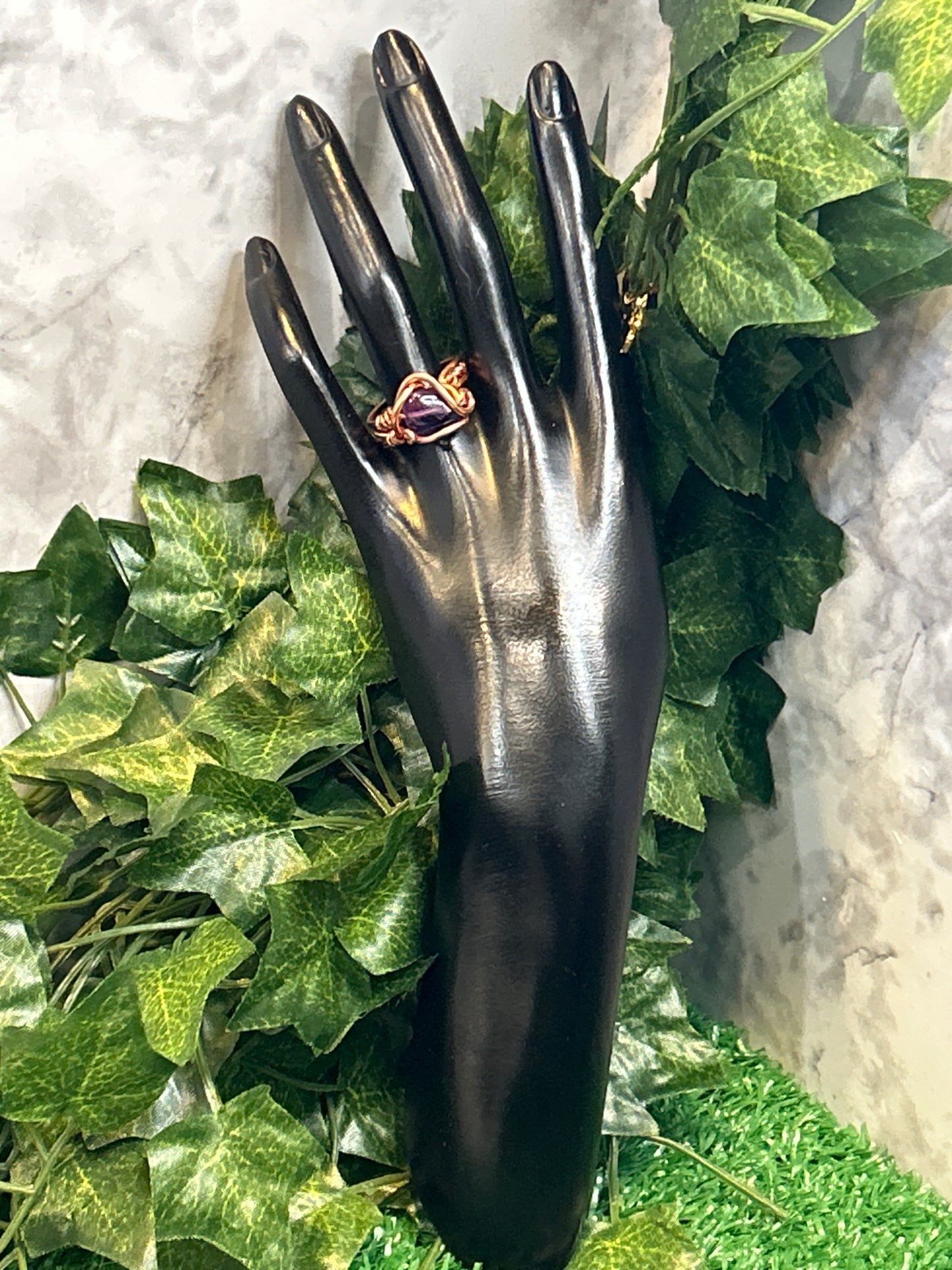 Handmade Copper Ring w/ gem